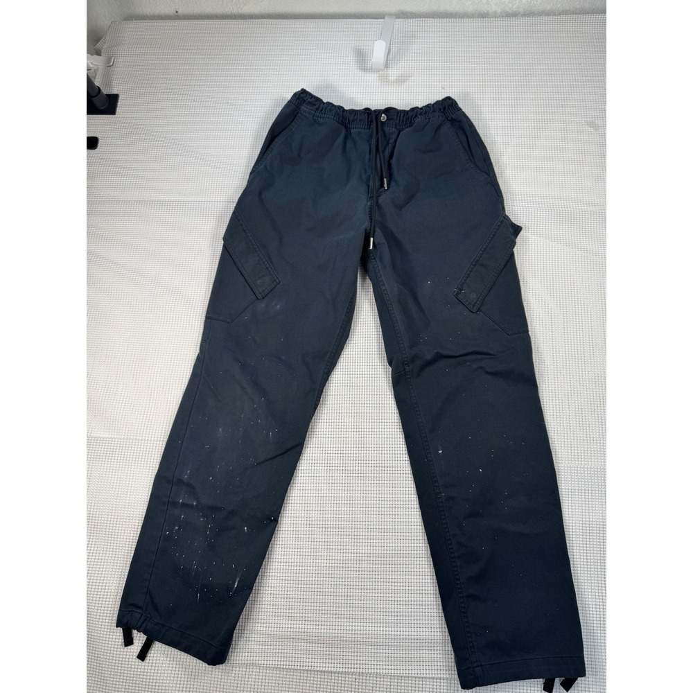 Jordan Cargo Pants Mens Medium Black Drawstring Utility Paint Splatter Tapered